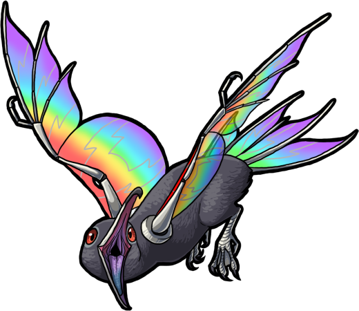 Male Rainbow Glass-Winged Mew